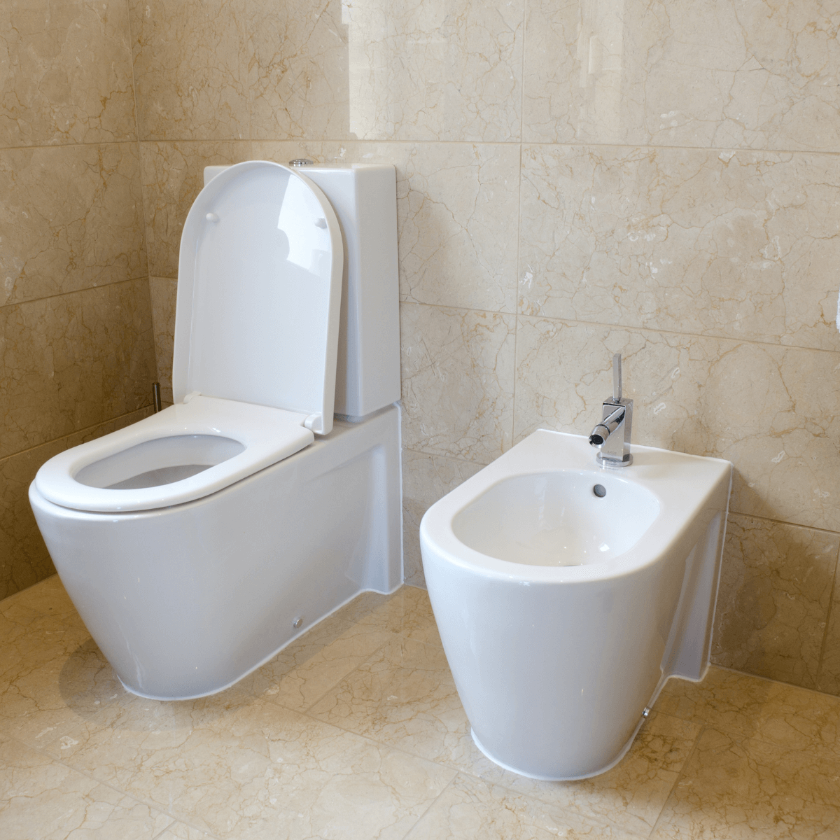 Install a toilet and bidet