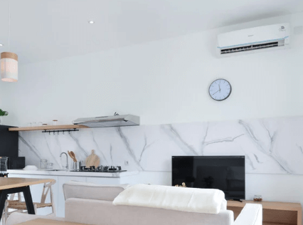 A wall air conditioner in a condo